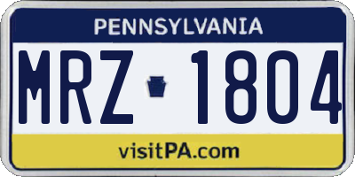 PA license plate MRZ1804