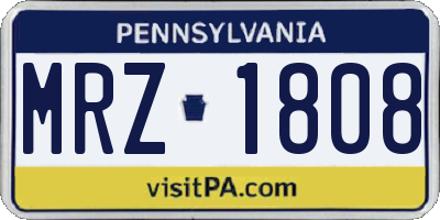 PA license plate MRZ1808