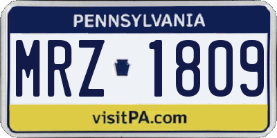 PA license plate MRZ1809