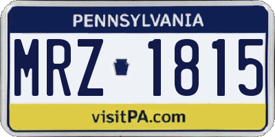 PA license plate MRZ1815