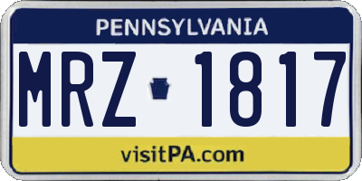 PA license plate MRZ1817