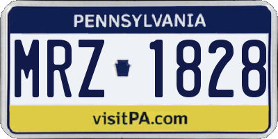 PA license plate MRZ1828