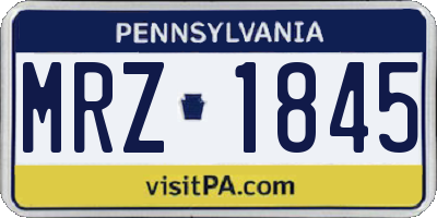 PA license plate MRZ1845