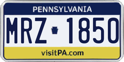 PA license plate MRZ1850
