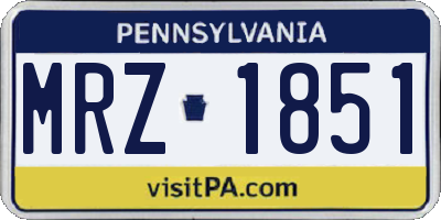 PA license plate MRZ1851