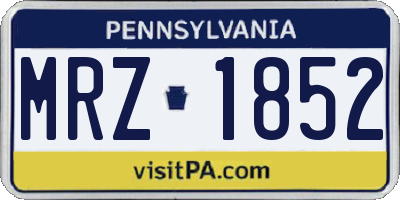 PA license plate MRZ1852