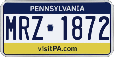 PA license plate MRZ1872