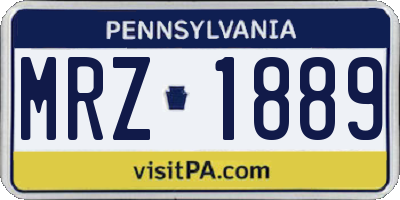 PA license plate MRZ1889