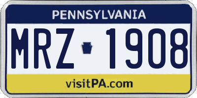 PA license plate MRZ1908
