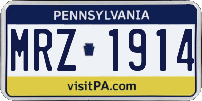PA license plate MRZ1914