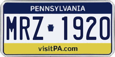 PA license plate MRZ1920