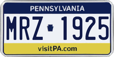 PA license plate MRZ1925