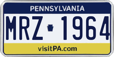 PA license plate MRZ1964
