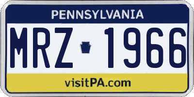 PA license plate MRZ1966