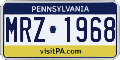 PA license plate MRZ1968
