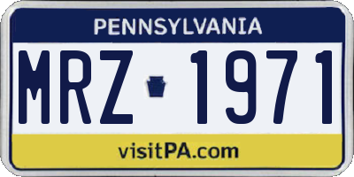 PA license plate MRZ1971