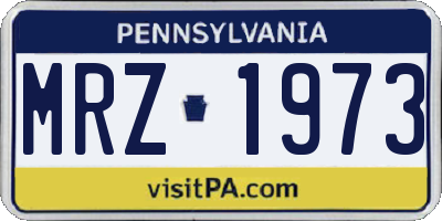 PA license plate MRZ1973