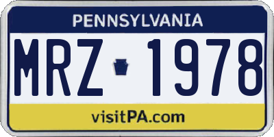 PA license plate MRZ1978
