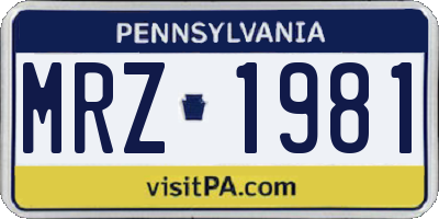 PA license plate MRZ1981