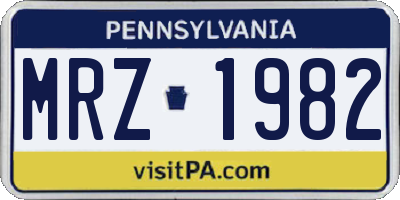PA license plate MRZ1982
