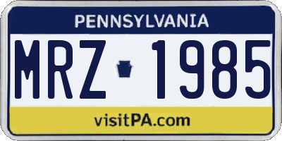 PA license plate MRZ1985