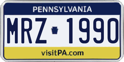 PA license plate MRZ1990