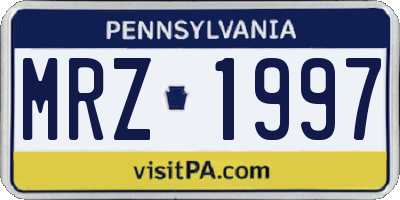 PA license plate MRZ1997