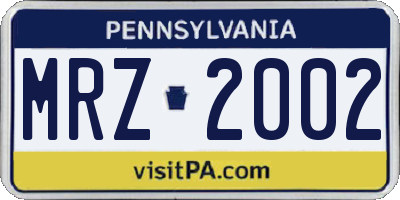 PA license plate MRZ2002