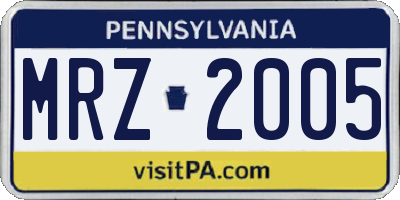 PA license plate MRZ2005