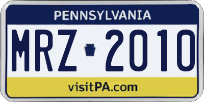 PA license plate MRZ2010