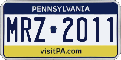 PA license plate MRZ2011