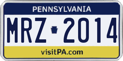 PA license plate MRZ2014