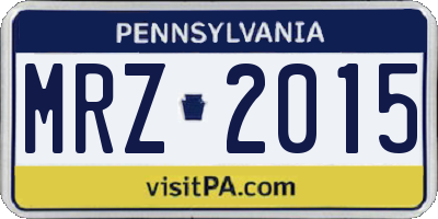 PA license plate MRZ2015