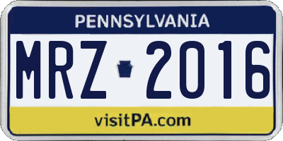PA license plate MRZ2016