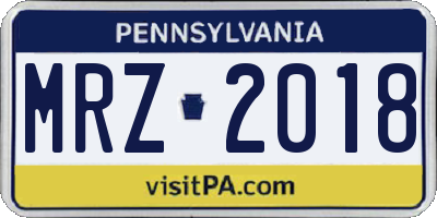 PA license plate MRZ2018