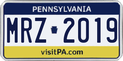 PA license plate MRZ2019