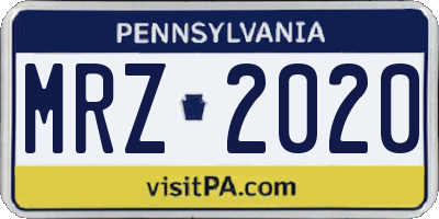 PA license plate MRZ2020