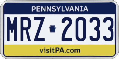 PA license plate MRZ2033