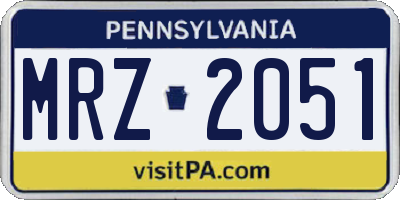 PA license plate MRZ2051