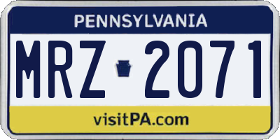 PA license plate MRZ2071