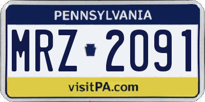 PA license plate MRZ2091
