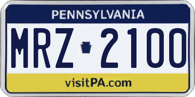 PA license plate MRZ2100