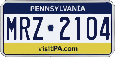 PA license plate MRZ2104