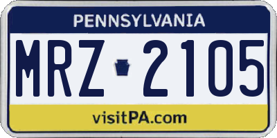 PA license plate MRZ2105