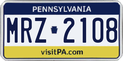 PA license plate MRZ2108