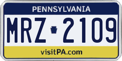 PA license plate MRZ2109