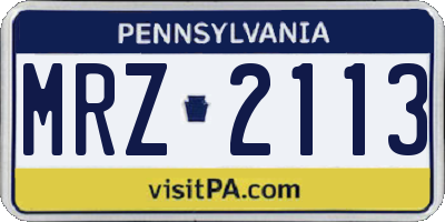 PA license plate MRZ2113