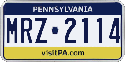 PA license plate MRZ2114