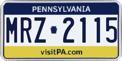 PA license plate MRZ2115