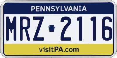 PA license plate MRZ2116